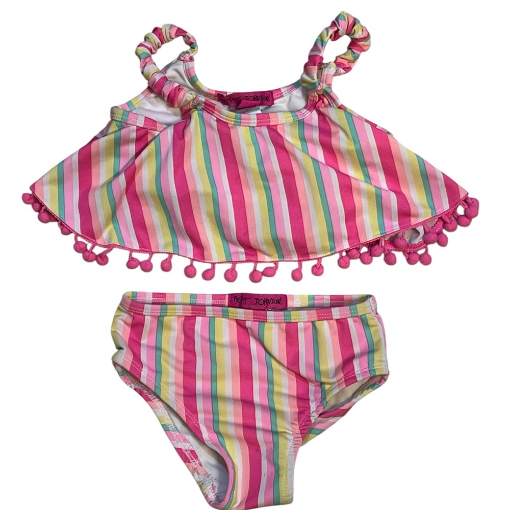 Betsey Johnson Pink Striped Kids Swim Bikini